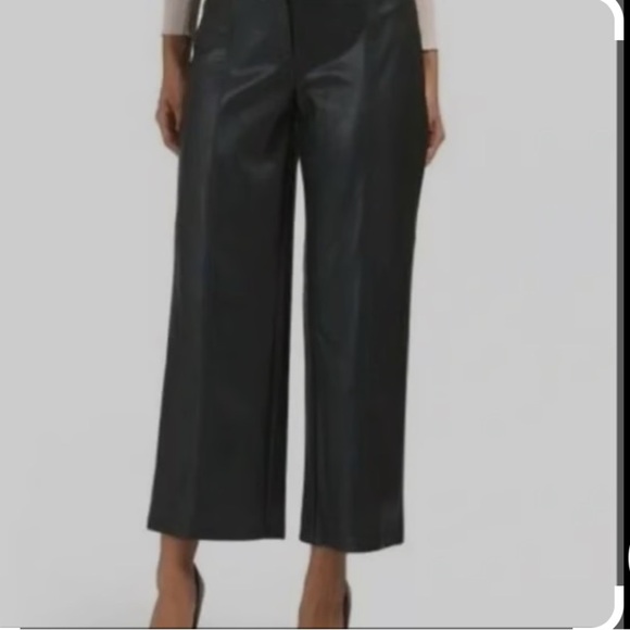 7 for all Mankind black faux leather wide leg crop pants - Picture 1 of 12